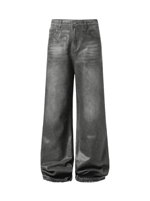 Washed Batik Straight Jeans - Goatlv