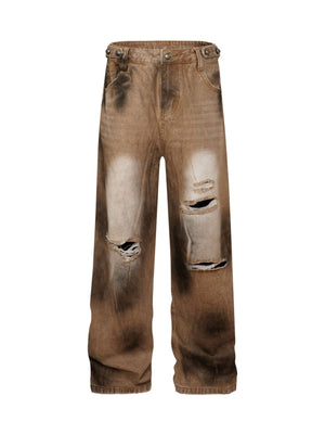 Street Ripped Dirty Dye Jeans - Goatlv