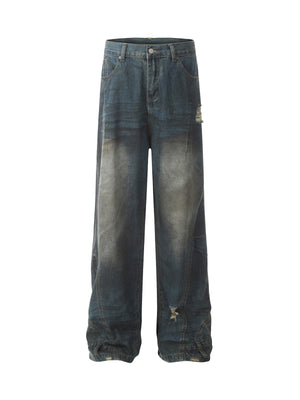 Dirty Dyed Washed Straight Jeans - Goatlv