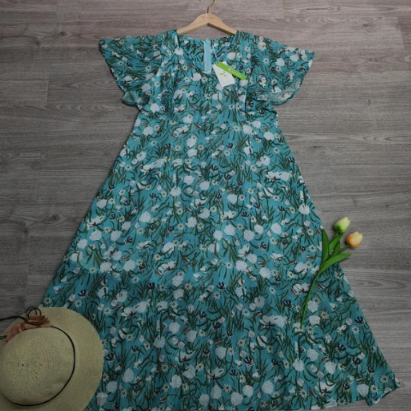 New Summer Large Swing Short Sleeve Printing Pocket Dress Nyzzle