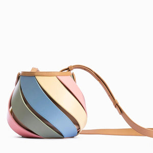 Colorful Striped PU Leather Bucket Handbag Trendha