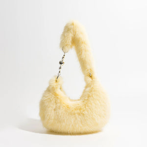Chic Fuzzy Faux Fur Half Moon Shoulder Bag Trendha