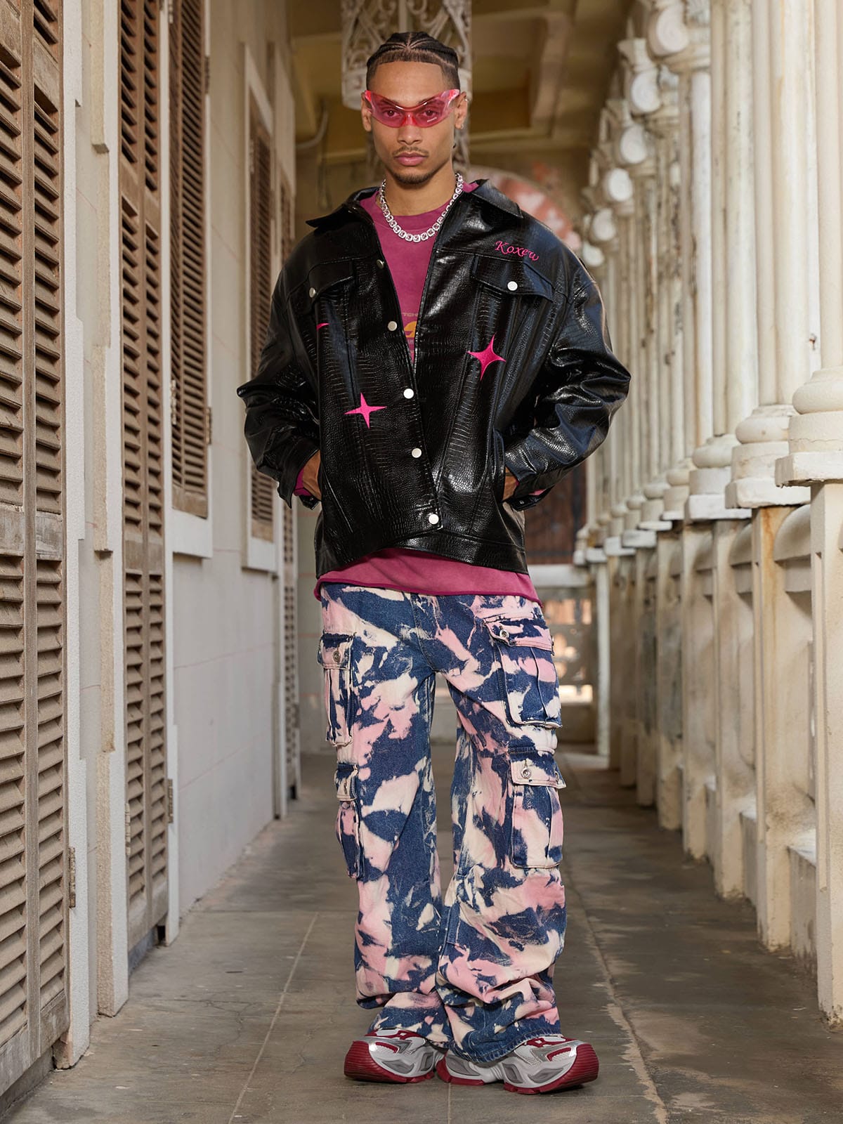 Goatlv Tie-dye Waste Style Camouflage Cargo Jeans - Goatlv