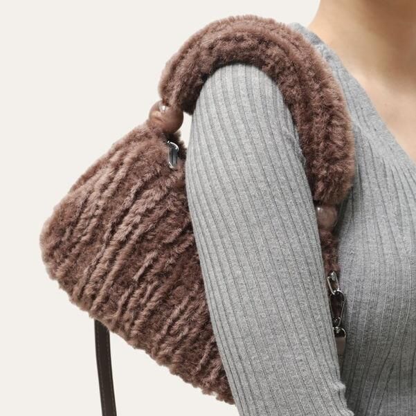 Plush Faux Fur Hobo Handbag Trendha