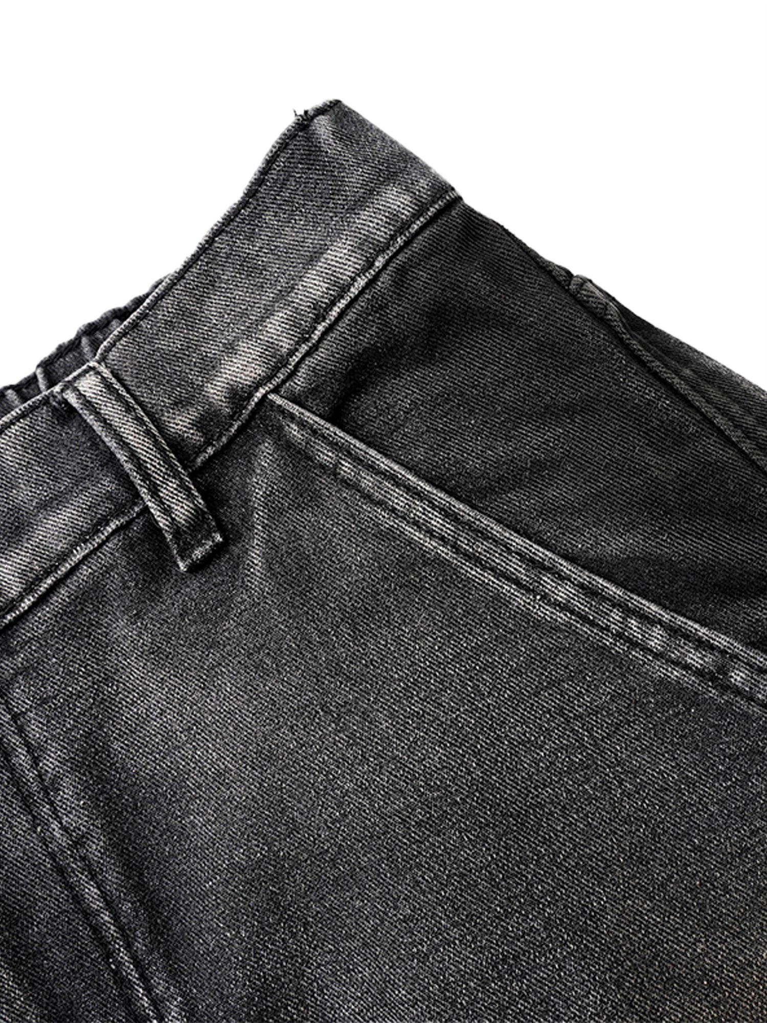 Washed Distressed Pleated Cargo Jeans - Goatlv