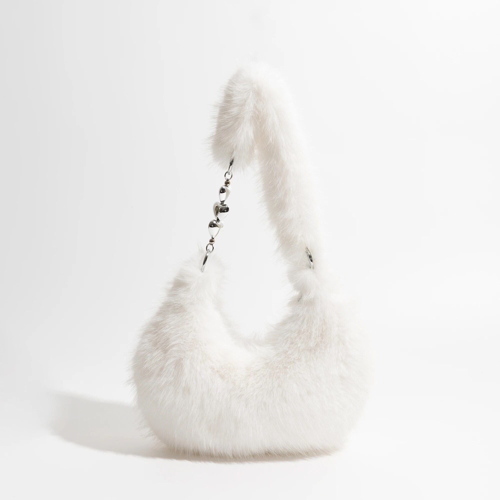 Chic Fuzzy Faux Fur Half Moon Shoulder Bag Trendha