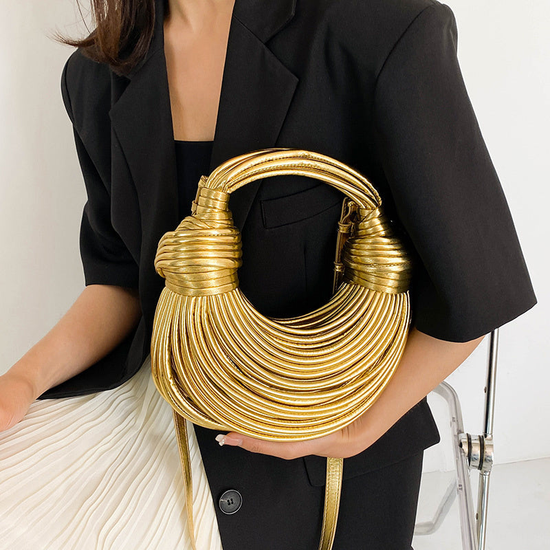 Golden Luxury Handwoven Noodle Bags Trendha
