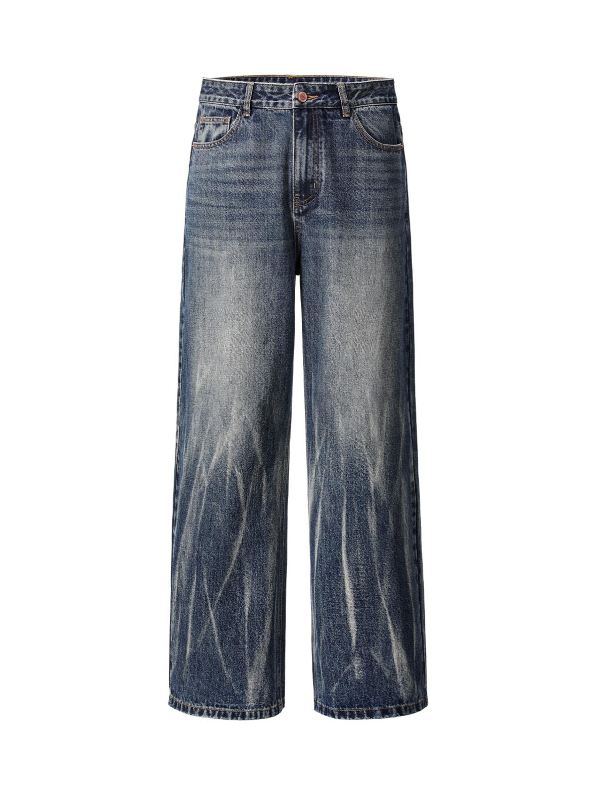 Tie Dyed Wrinkled Effect Straight Jeans - Goatlv