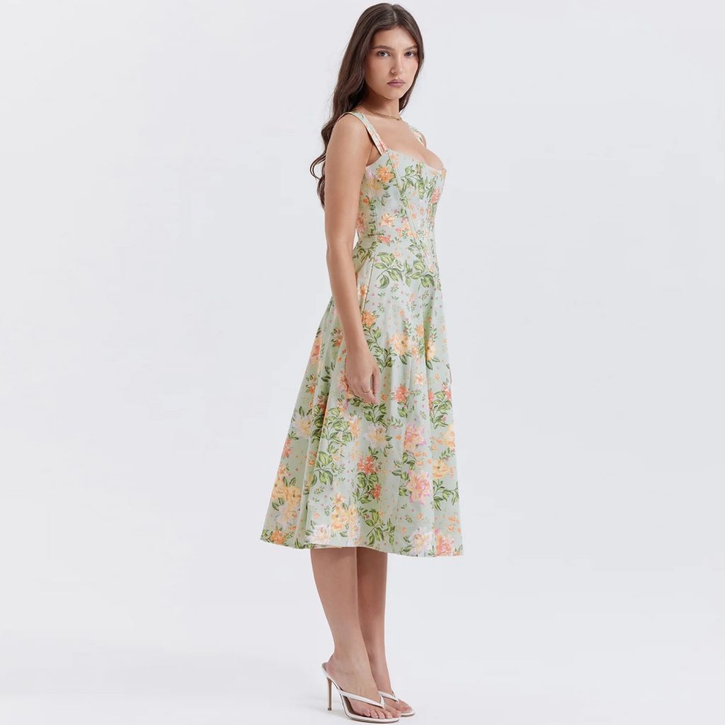 High Split Print A-line Dress Women Nyzzle