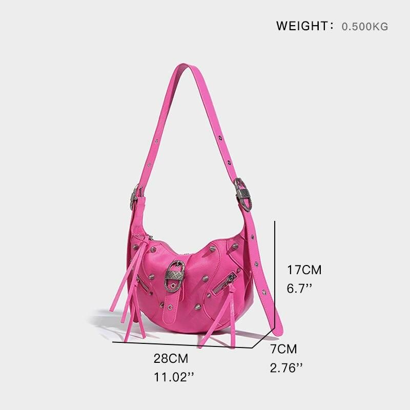 Pink Punk Luxury Leather Sling Crossbody Daypack Trendha