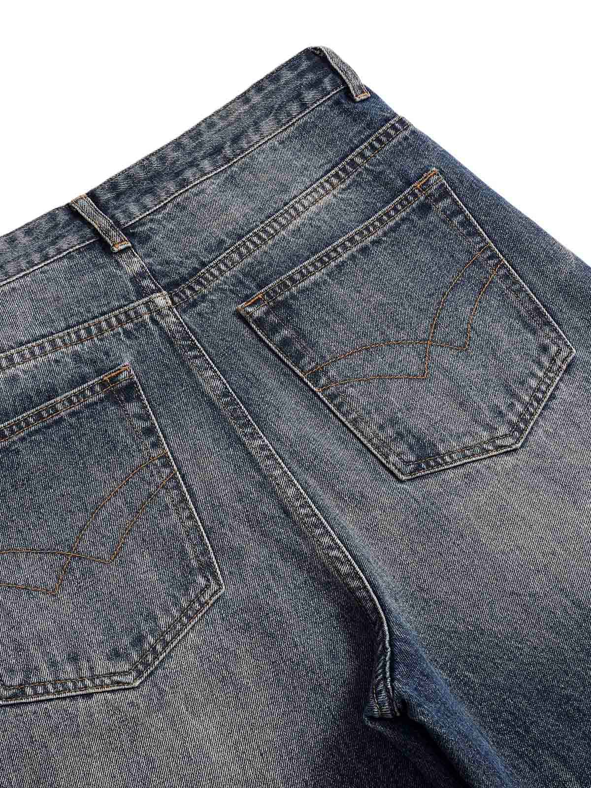 Tie Dyed Wrinkled Effect Straight Jeans - Goatlv