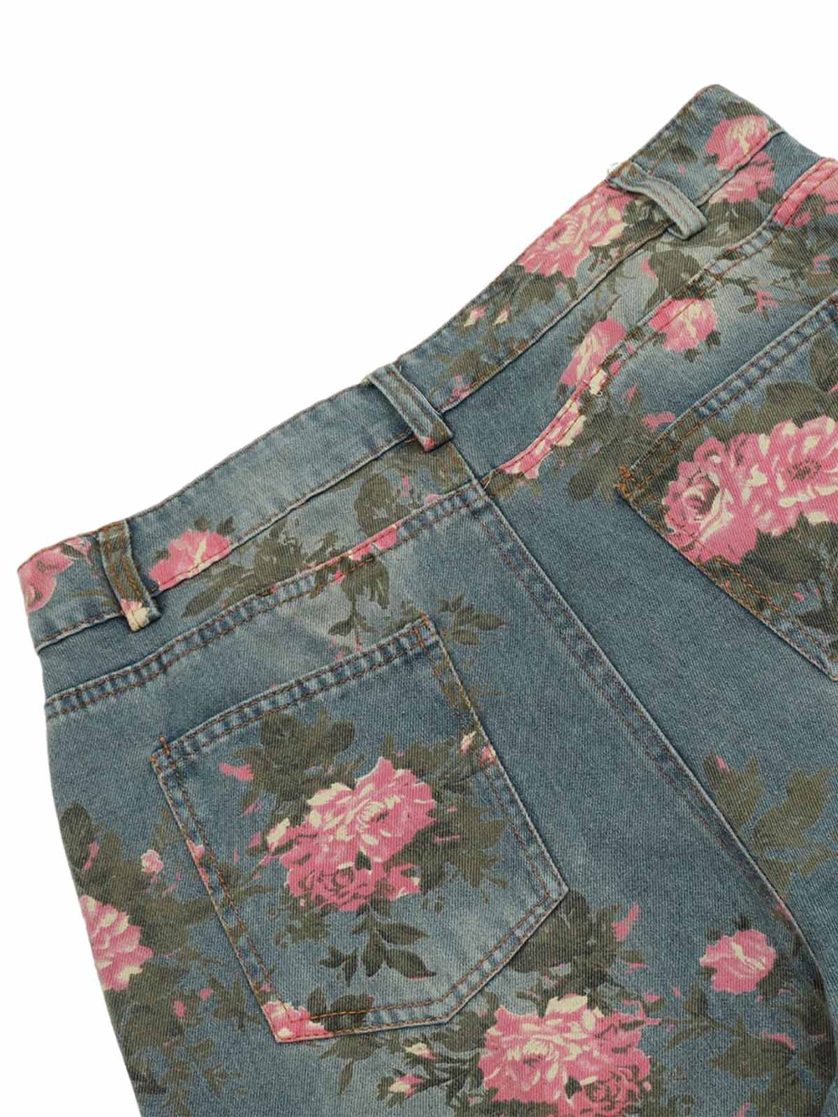 Goatlv Floral Print Straight Jeans - 2409 - Goatlv