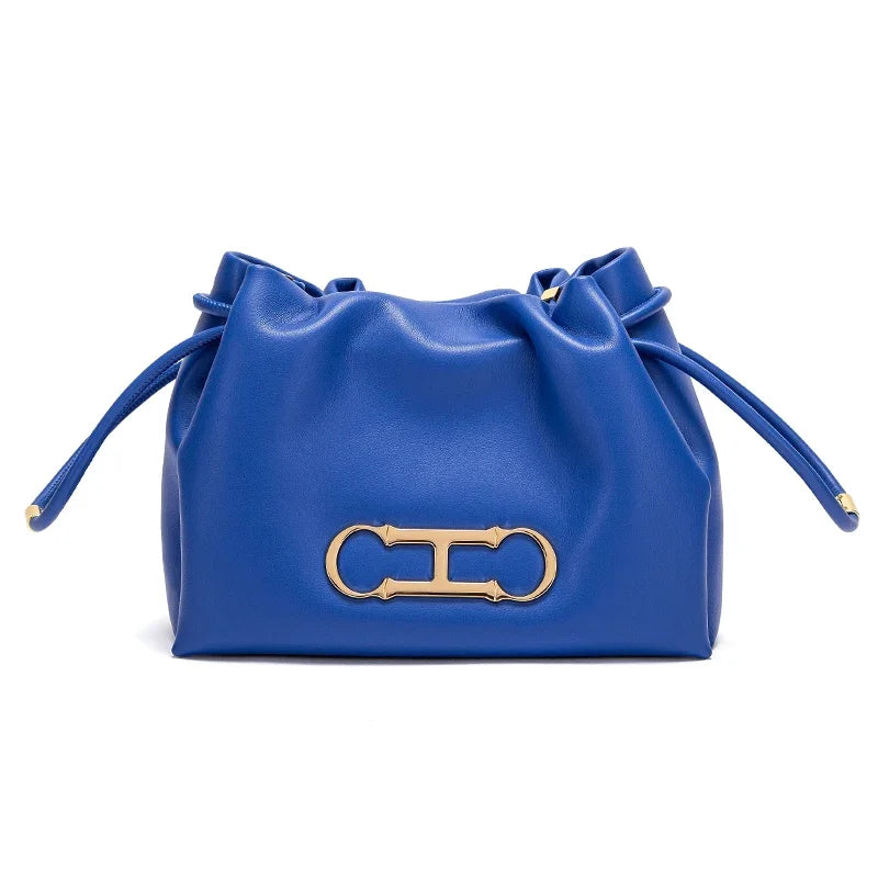 Chic Solid Color Retro Style Women's Drawstring Shoulder Bag Trendha