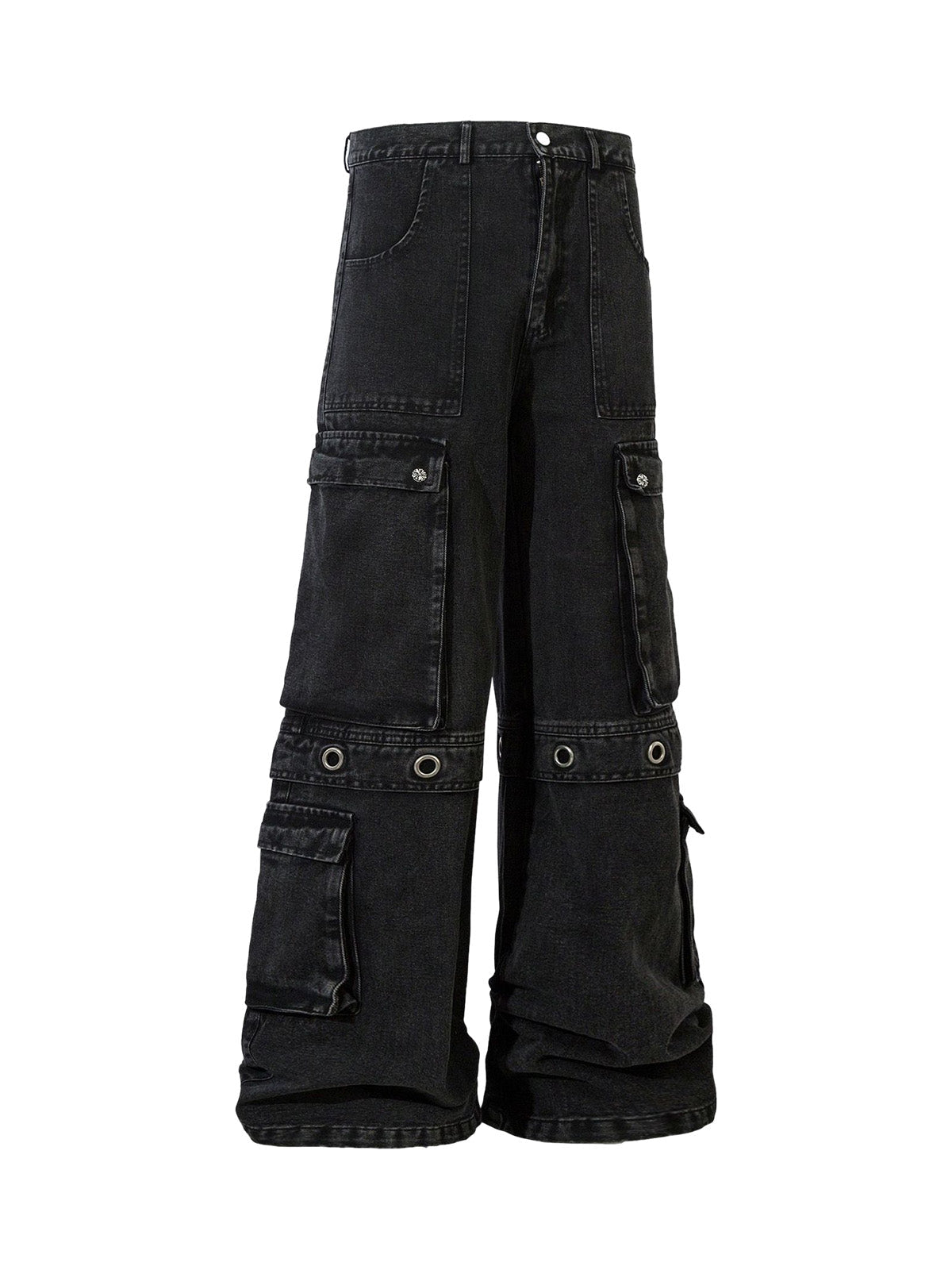 Grommet Design Multi-Pocket Cargo Jeans - Goatlv