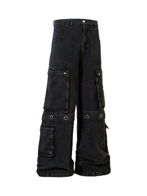 Grommet Design Multi-Pocket Cargo Jeans - Goatlv