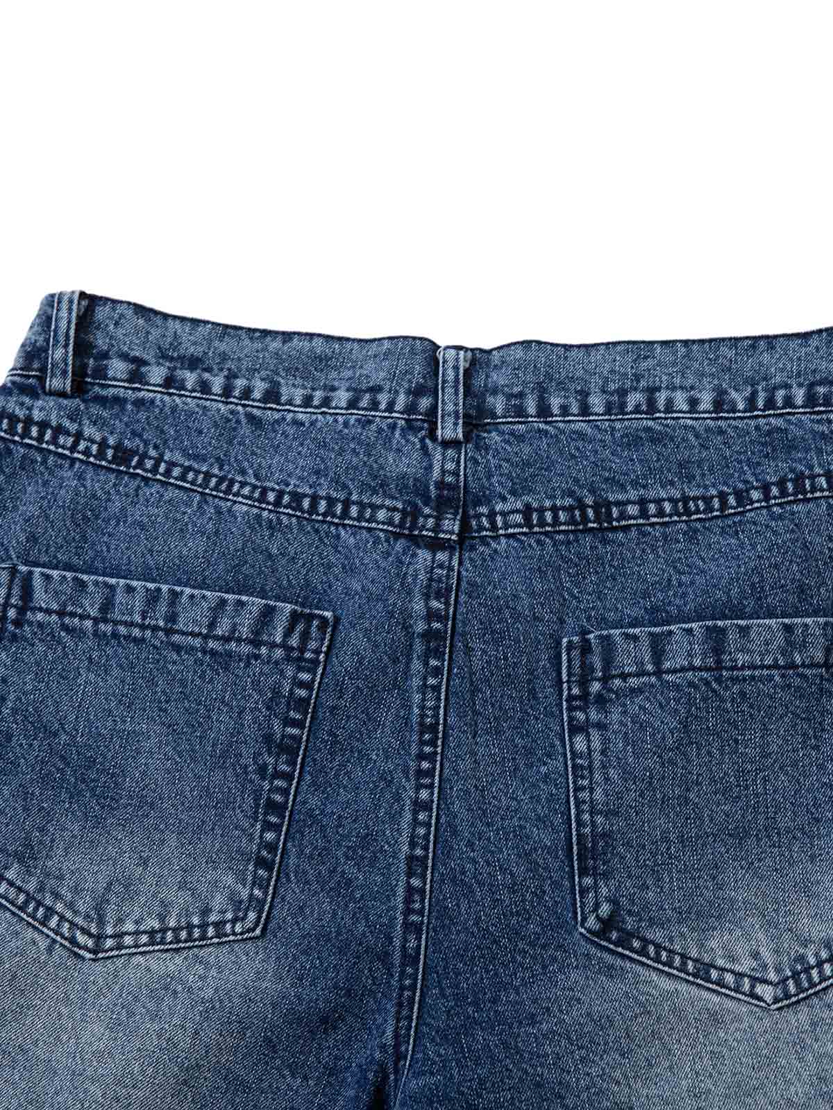 Washed  Print Straight Jeans - Goatlv