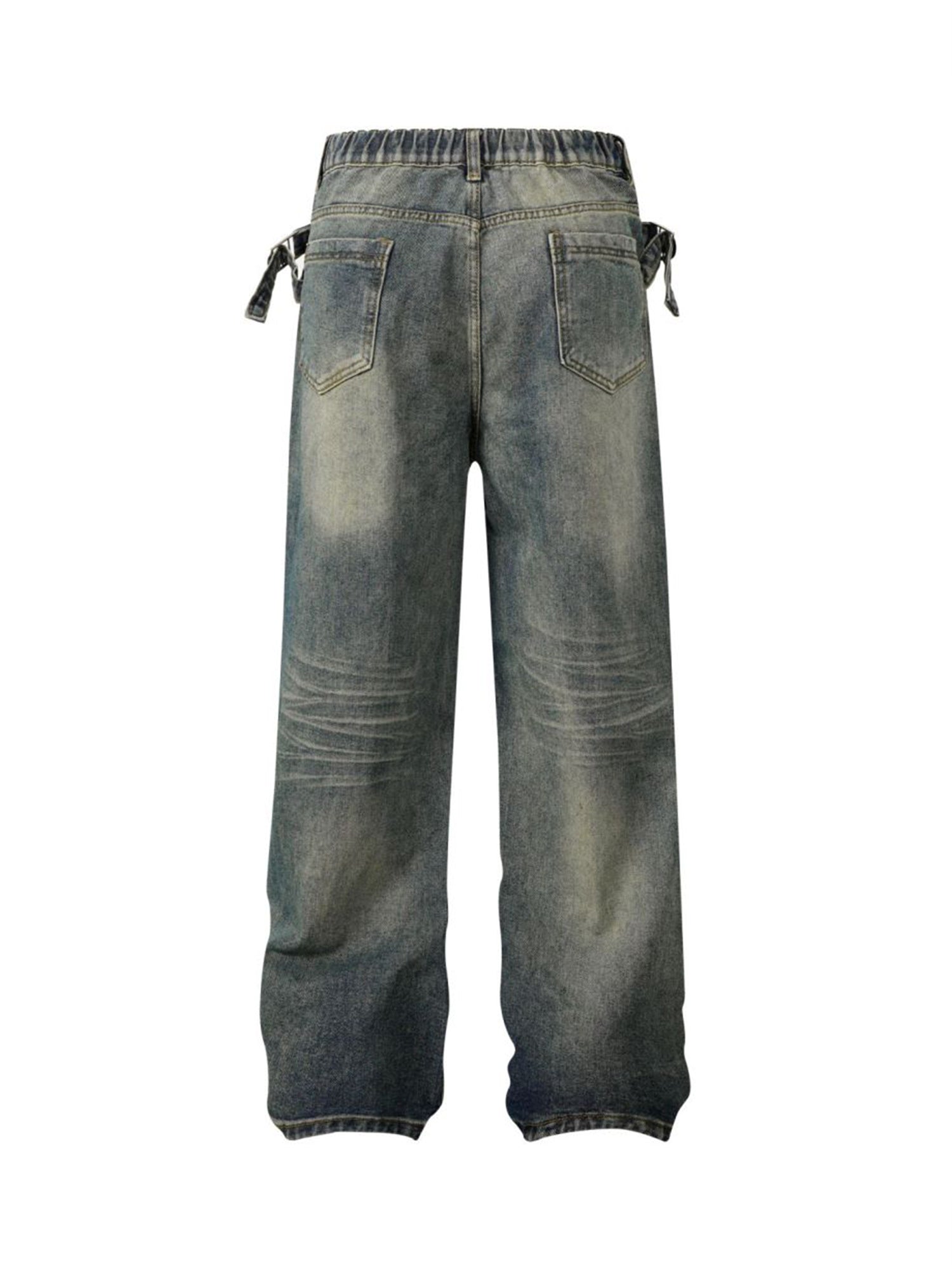 Goatlv Washed Distressed Waistband Straight Jeans - Goatlv