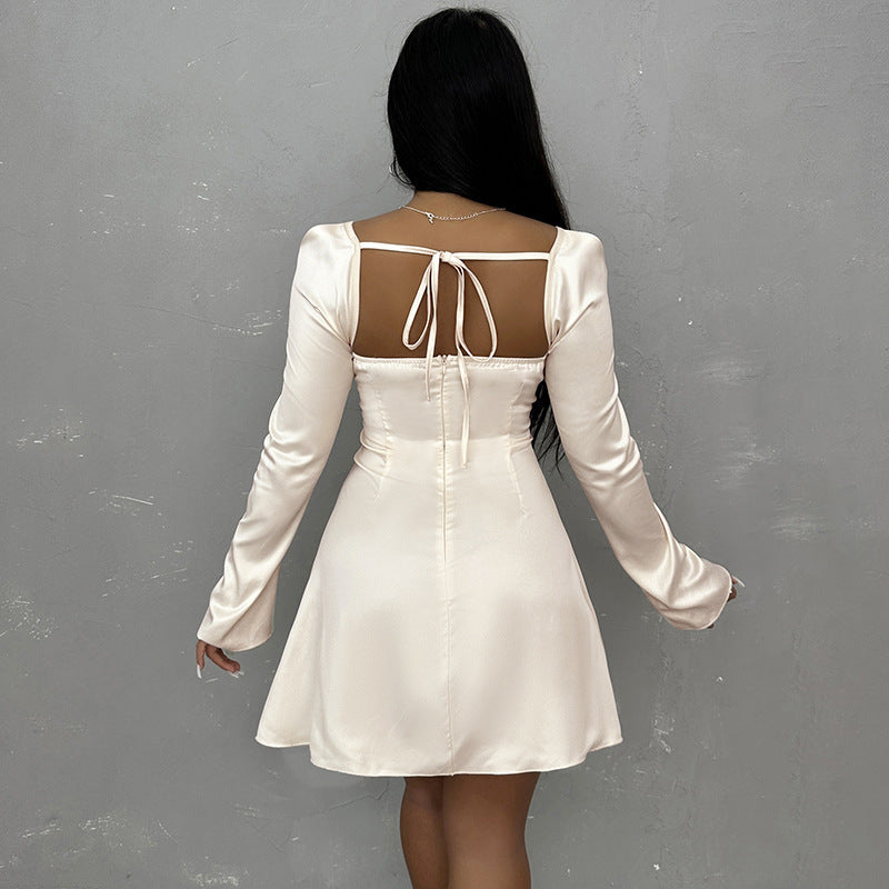 Autumn Fashion Slim-fit Lace Up Hollow Dress Nyzzle