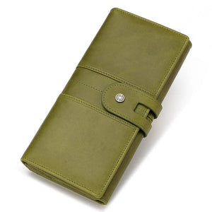 Genuine Leather Long Wallet with RFID Protection and Cellphone Pocket Trendha