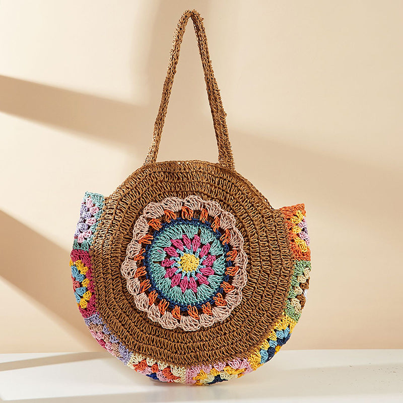 Bohemian Round Straw Woven Shoulder Bag Trendha