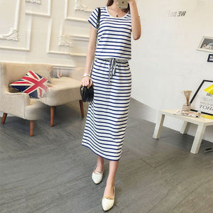 Round Neck Striped Cinched Plus Size Short Sleeve Dress Nyzzle