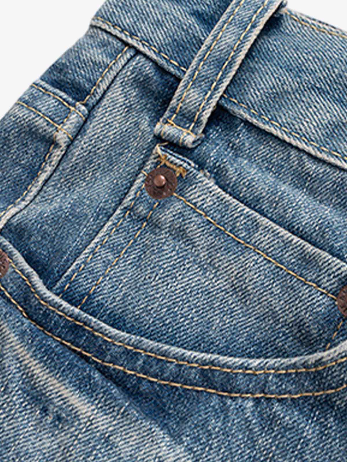 Washed Whitened Flared Jeans - Goatlv