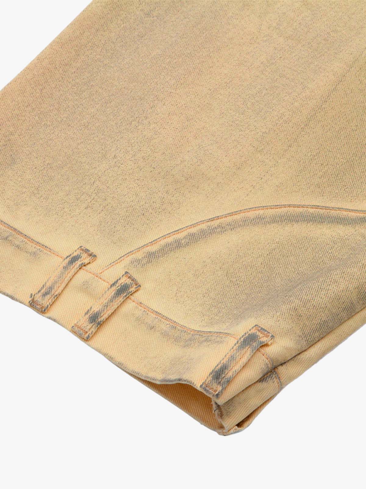 Washed Distressed Detachable Scarf Barrel Jeans - Goatlv