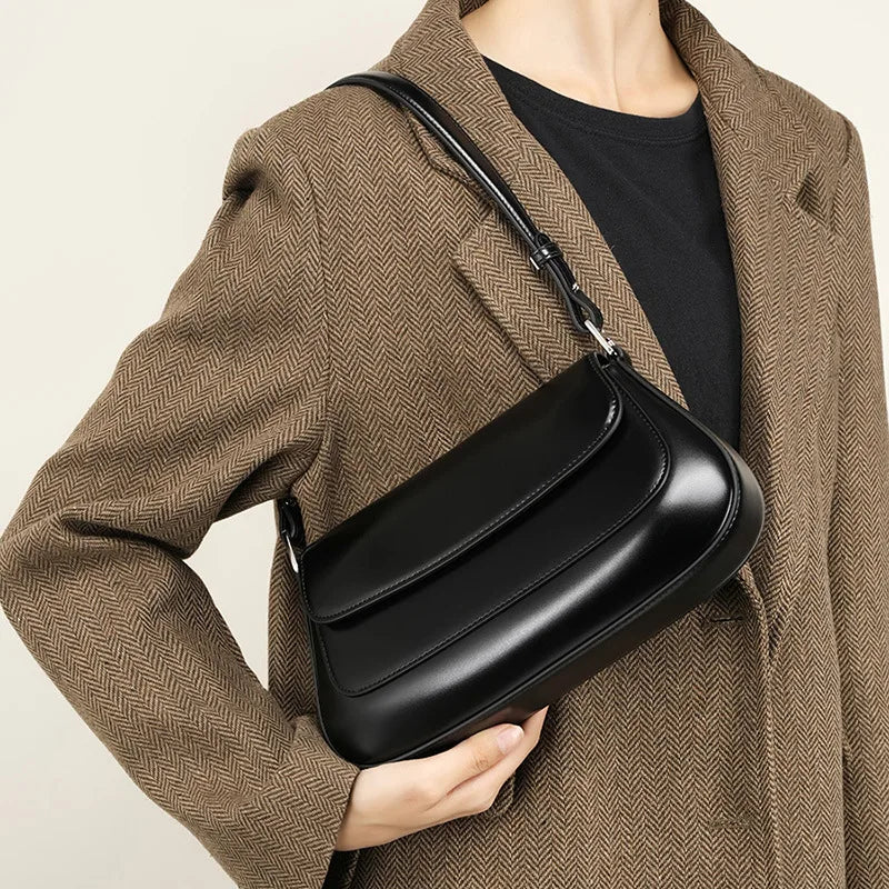 Luxury Genuine Leather Vintage Shoulder Bag for Women – High-Quality Cowhide Handbag Trendha