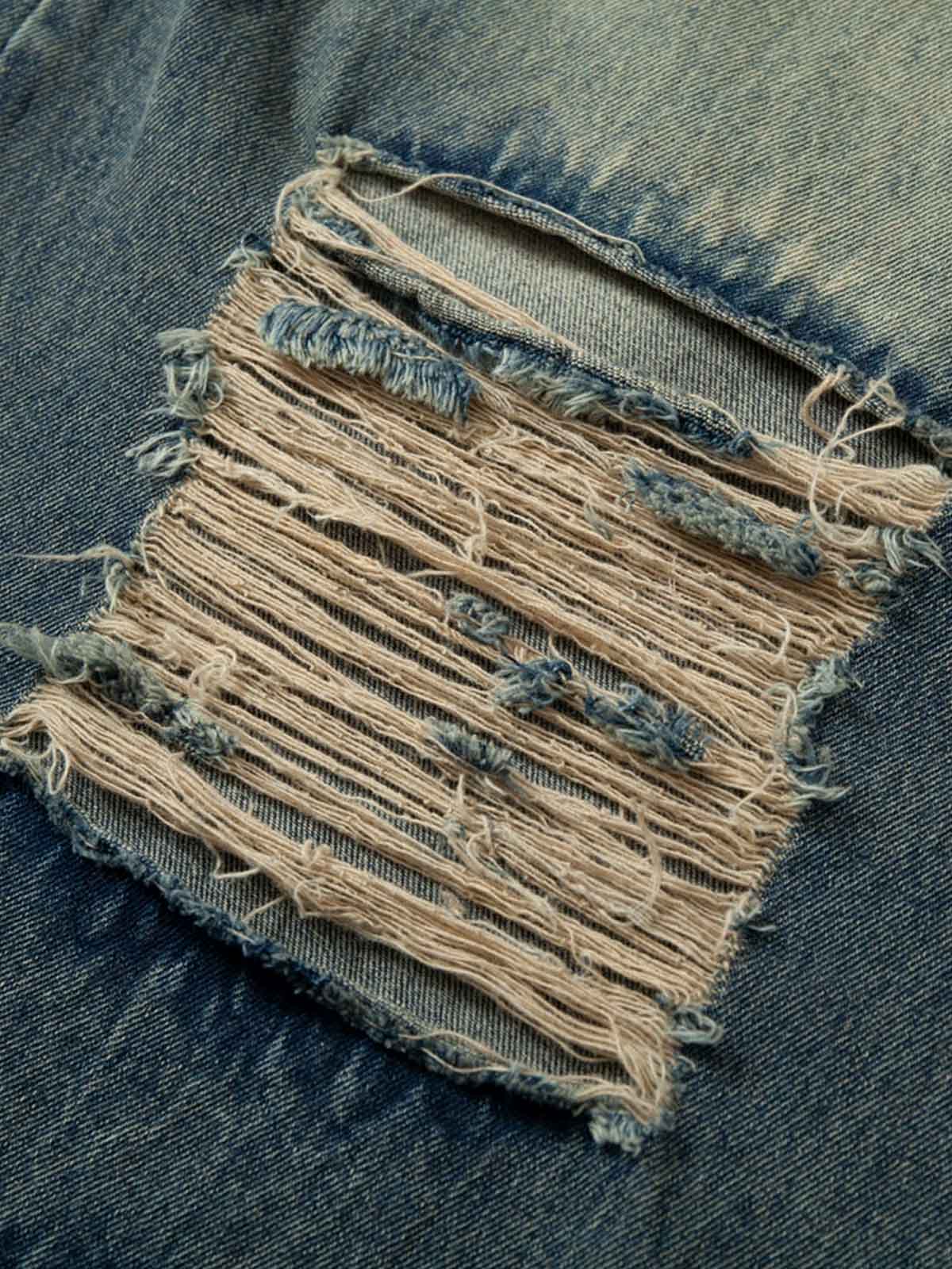 Camouflage Patchwork Workwear Straight Jeans - Goatlv