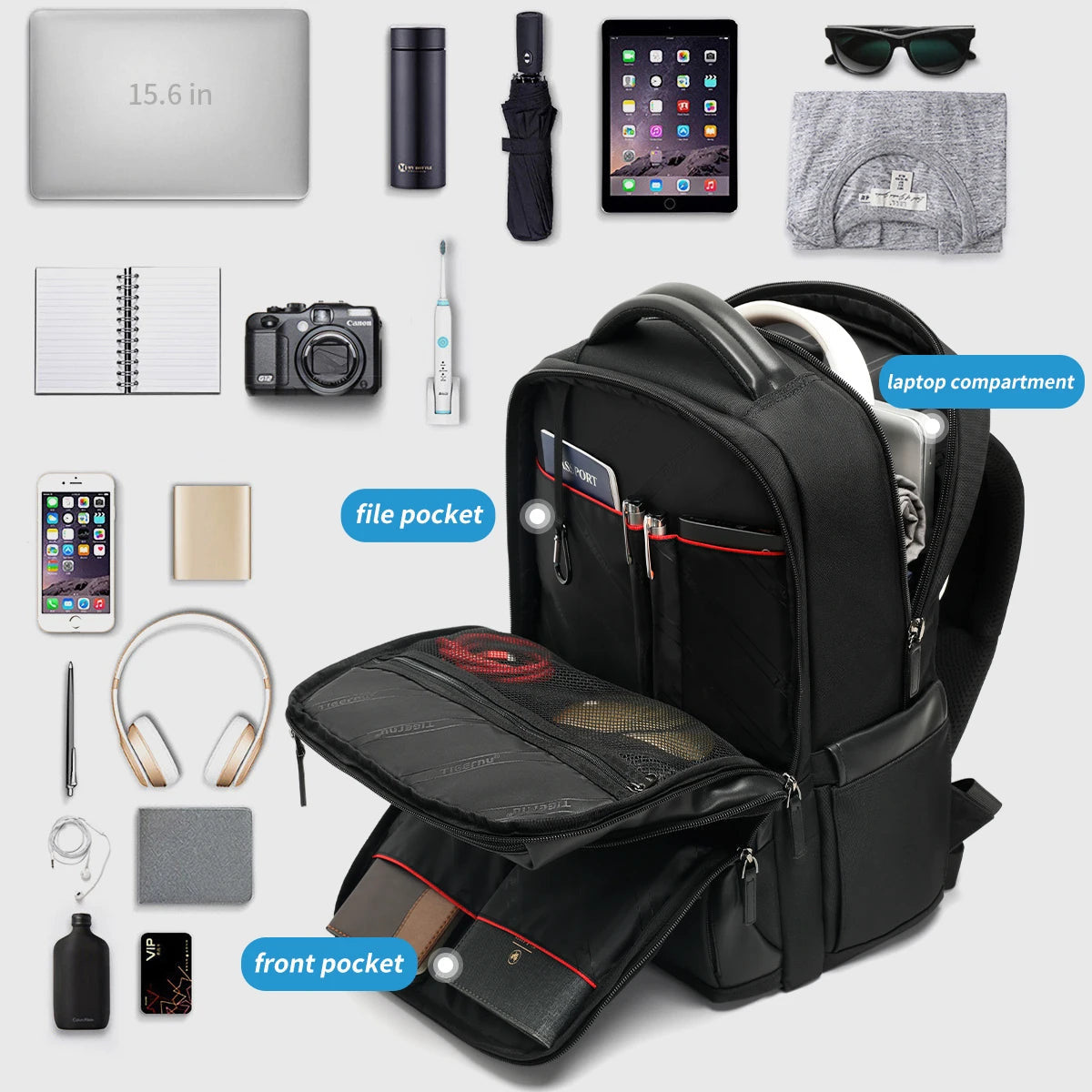 Durable Business Laptop Backpack with Double-Layer Zipper Trendha