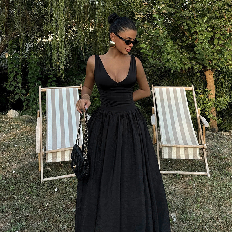 Slim Fit V-neck Vest For A- Line Dress Women Nyzzle