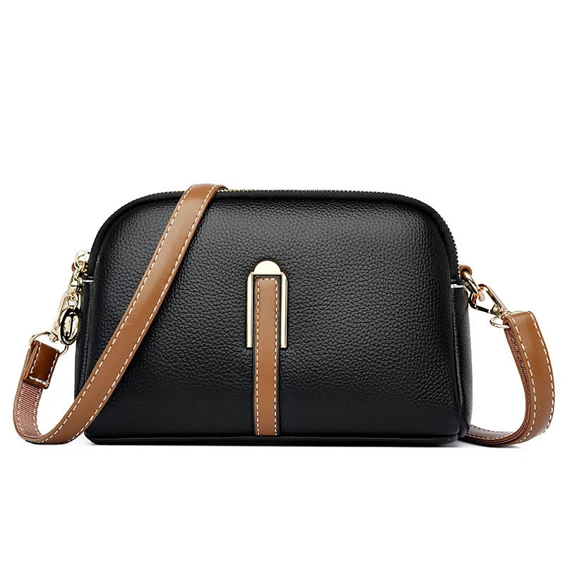 Luxury Genuine Leather Crossbody Bag for Women - Soft Cowhide Messenger Bag with Elegant Flap Closure Trendha