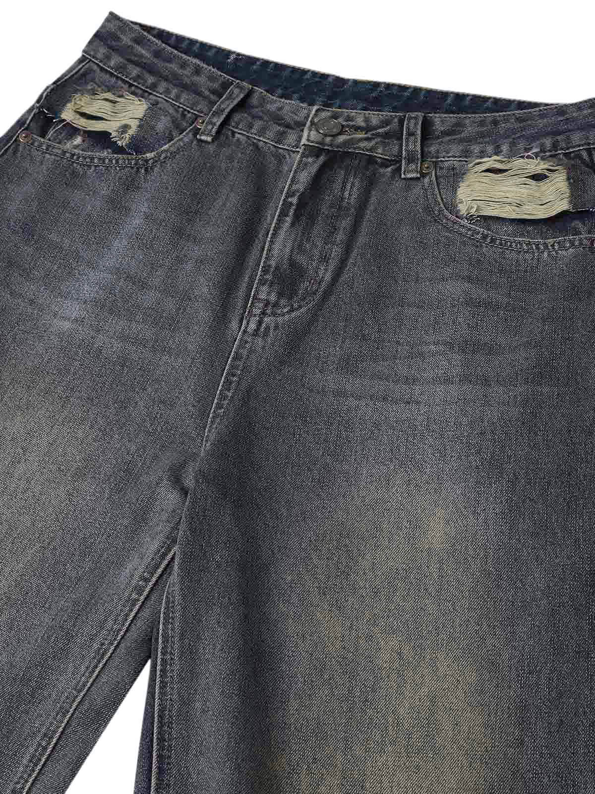 Washed Dirty-Dye Straight Jeans - 2352 - Goatlv