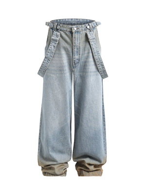 Distressed Washed Detachable Jeans - Goatlv