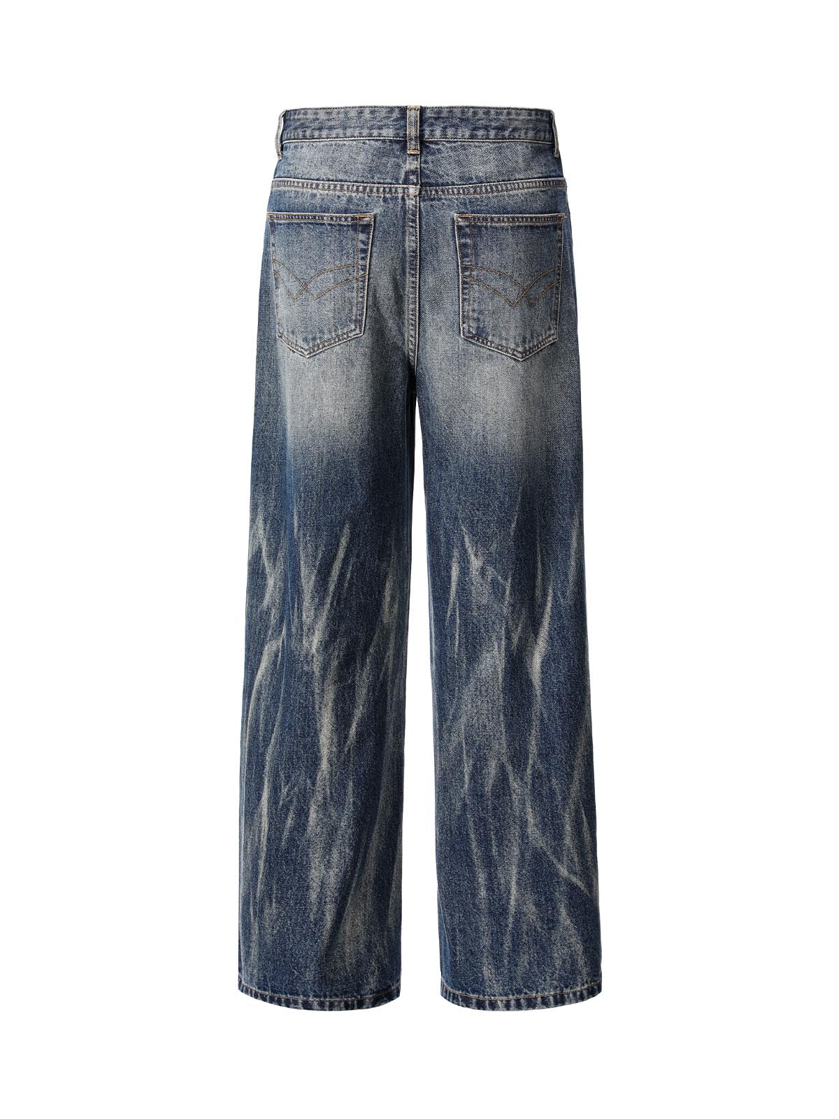Tie Dyed Wrinkled Effect Straight Jeans - Goatlv
