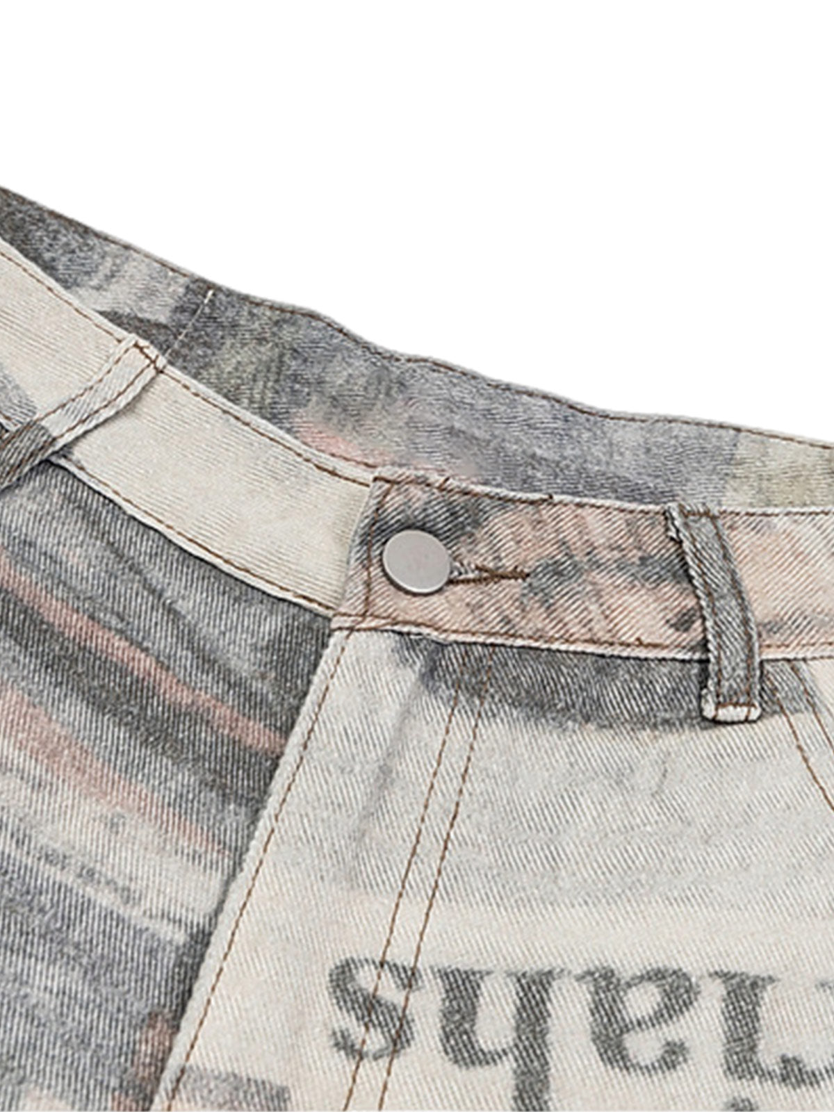 Graffiti Newspaper Baggy Jeans - 2404 - Goatlv