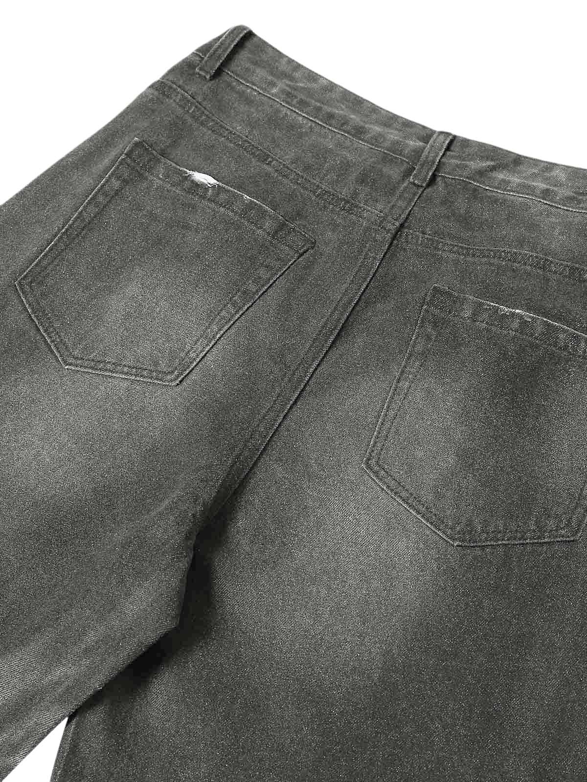Washed Batik Straight Jeans - Goatlv