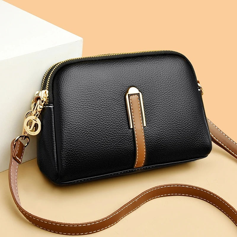 Luxury Genuine Leather Crossbody Bag for Women - Soft Cowhide Messenger Bag with Elegant Flap Closure Trendha