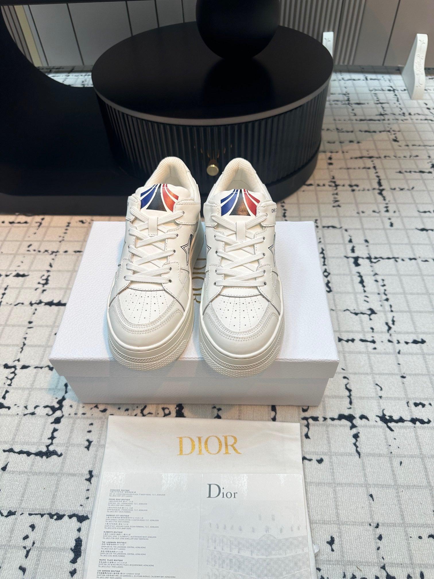 DOR Star Platform Sneaker White Calfskin and Suede-164 Designer Sneakers