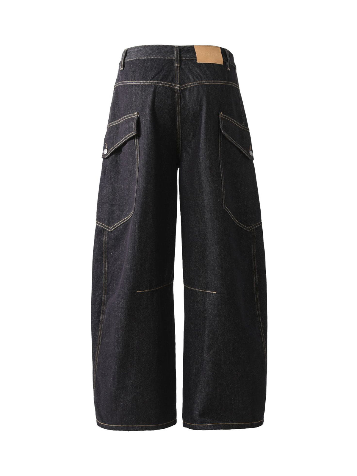 Multi-Pocket Deconstructed Washed Barrel Cargo Jeans - Goatlv