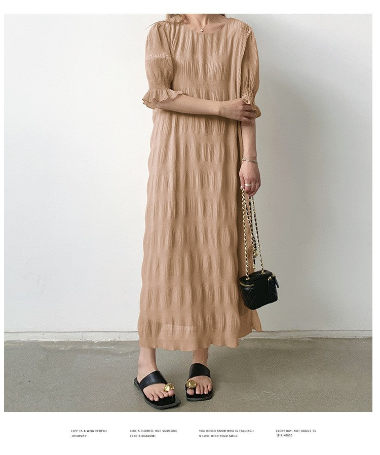 Women's Gentle And Elegant Pleated Texture Dress Nyzzle