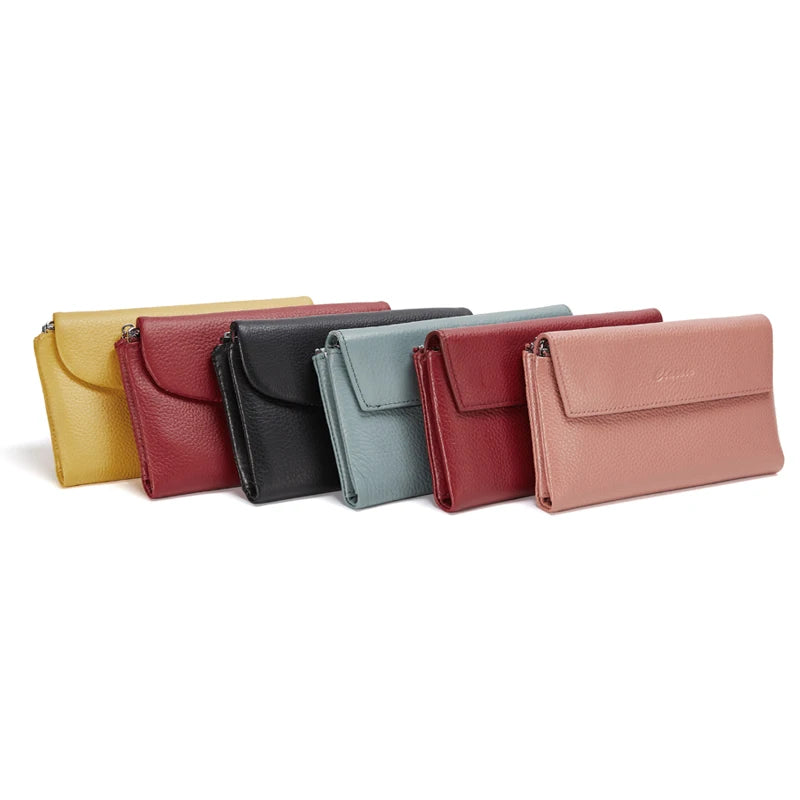 Genuine Leather Trifold Wallet with Coin Purse and Card Holder Trendha