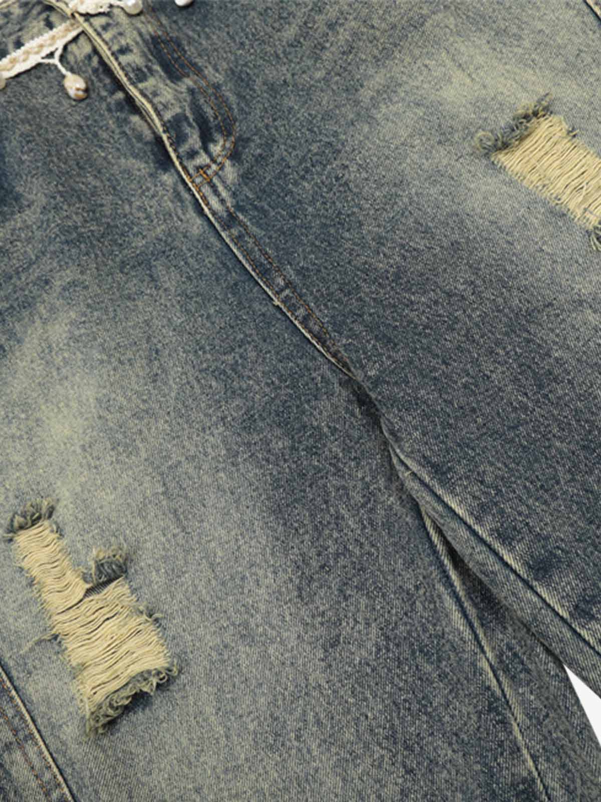 Vintage Washed Ripped Scimitar Jeans - Goatlv