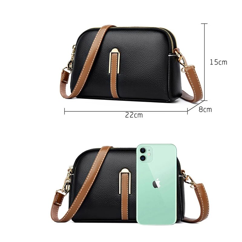 Luxury Genuine Leather Crossbody Bag for Women - Soft Cowhide Messenger Bag with Elegant Flap Closure Trendha