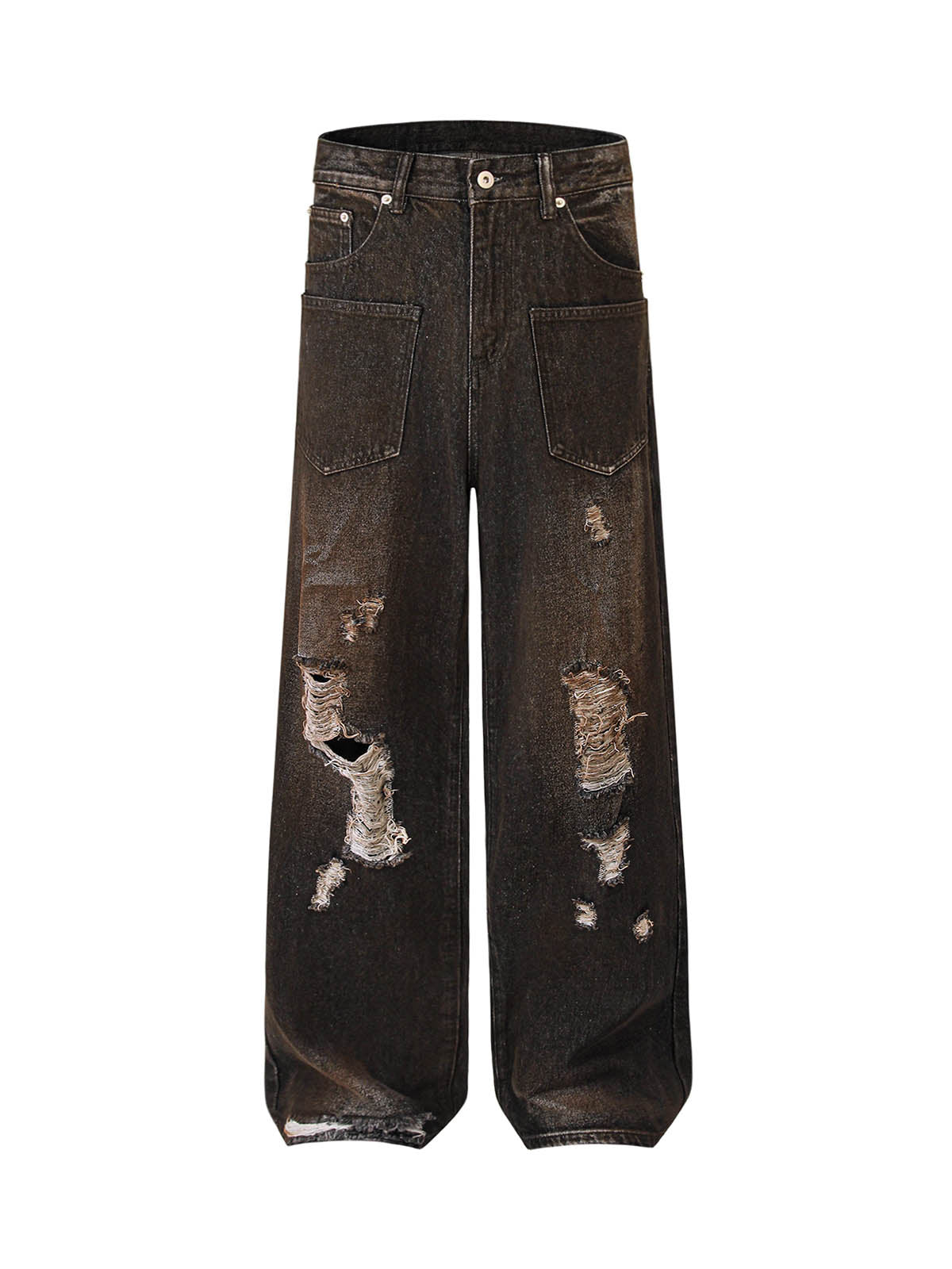 Goatlv Washed Ripped Baggy Jeans - Goatlv