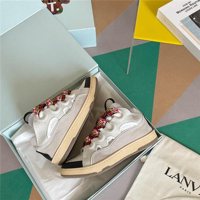 Premium Women Leather Curb Sneaker white Luxury Snickers