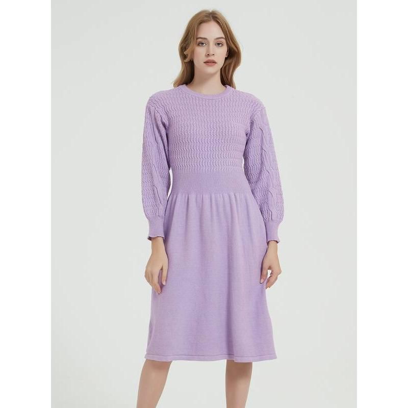 Elegant Long Sleeve Knitted Sweater Dress Nyzzle