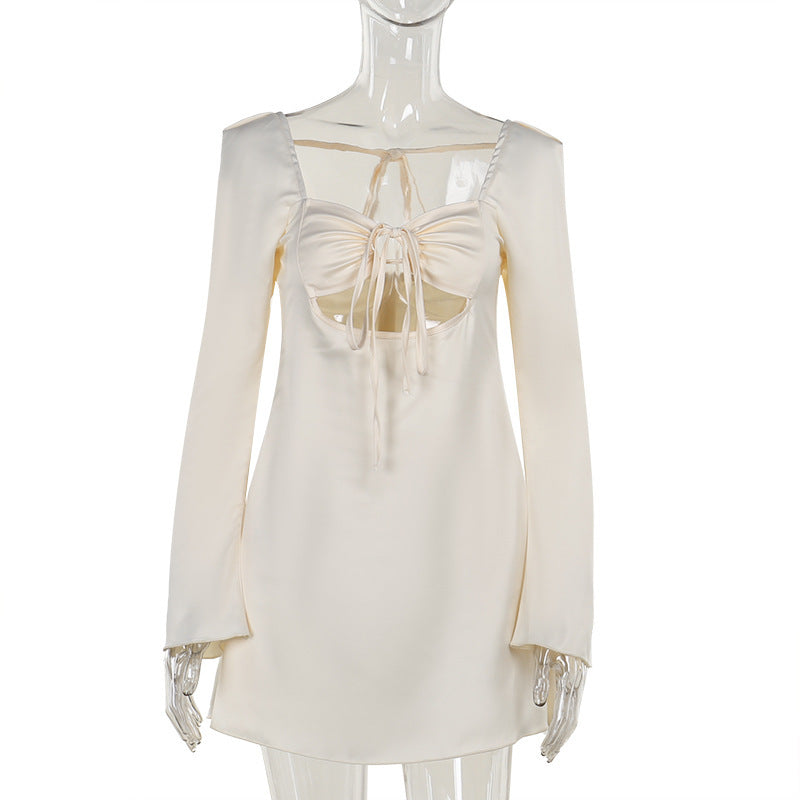 Autumn Fashion Slim-fit Lace Up Hollow Dress Nyzzle