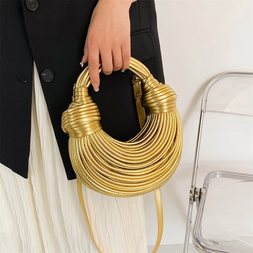 Golden Luxury Handwoven Noodle Bags Trendha