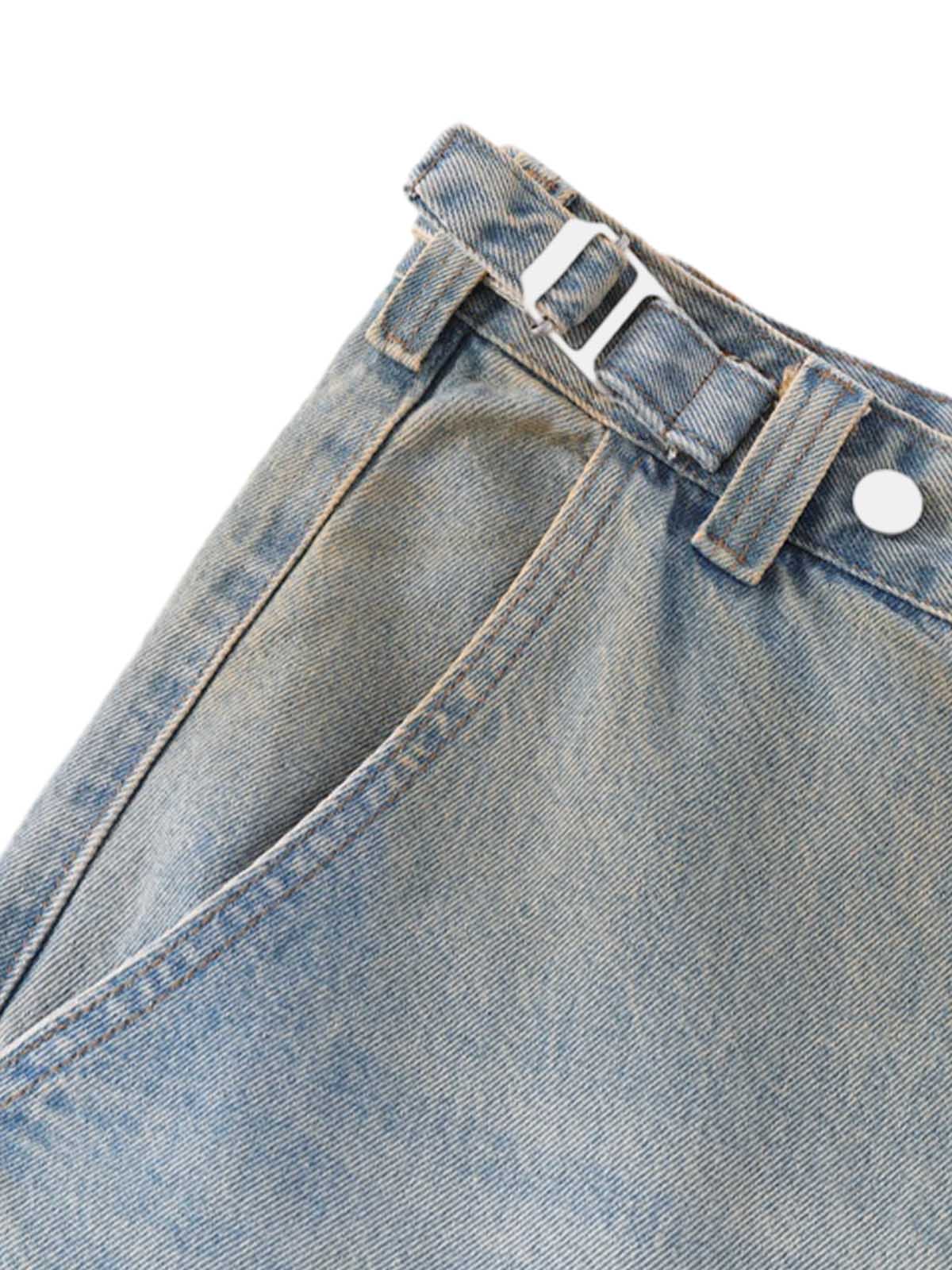 Distressed Washed Detachable Jeans - Goatlv